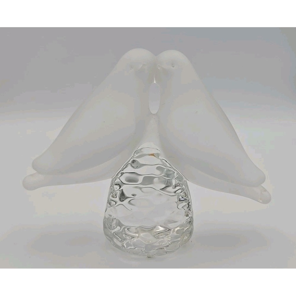 Vintage Reijmyre Sweden Crystal Frosted Glass Twin Bird Figurine Love Pair